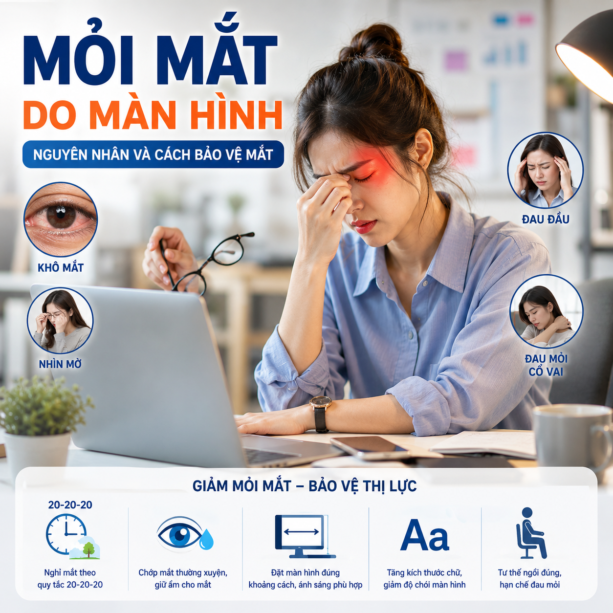 Đau mắt do sử dụng điện thoại, máy tính – Nguyên nhân và cách bảo vệ mắt